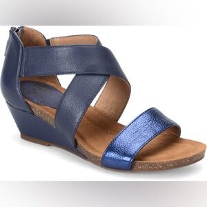 Sofft Blue Strappy Wedge Sandals